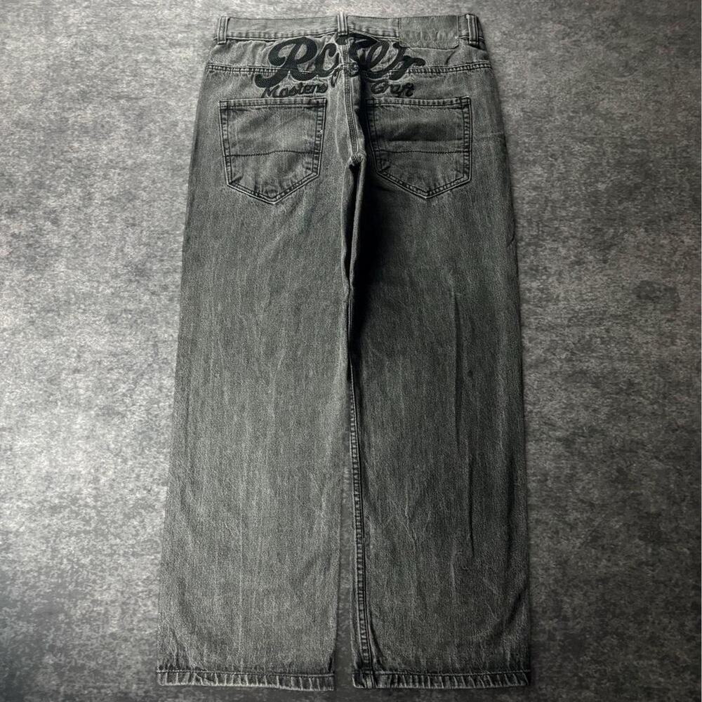 Vintage Rocawear Men’s 38 Gray Baggy Jeans RCWR Embroidered Hip Hop Y2K Denim